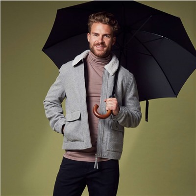 G813-01 Black (Черный) Зонт мужской трость Fulton