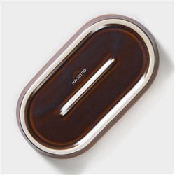 Блюдо Magistro Garland, 18×9.8×2.5 см, овальное, фарфор, синее, коричневое