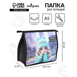 Папка для тетрадей А5, 243x200x80 мм, deVENTE "Paris Girl", молния сверху, пластиковая, для девочки