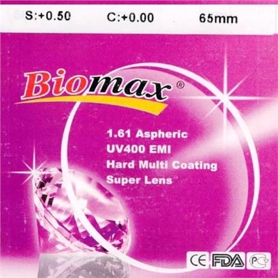 Линза полимерная N=1,61 AS HMC EMI UV