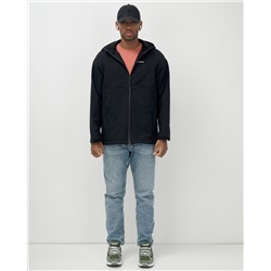 Ветровка спортивная мужская с капюшоном softshell черного цвета 9563Ch