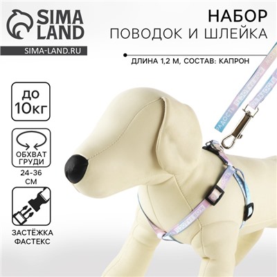 Поводок «Моя радость» 120×1 см, шлейка 24-36 см