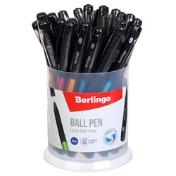 Ручка шариковая Berlingo Color Zone stick, стержень синий 1.0, прорезиненный корпус, МИКС