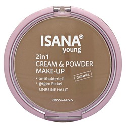 ISANA Young 2in1 Cream и Powder Пудра Make-up Тональный крем dunkel 9 г