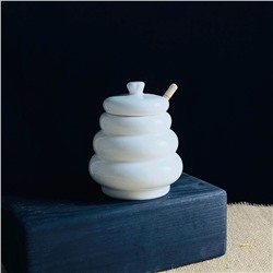 235-095 Банка для мёда 390мл с ложкой TROPICAL в под.уп.(х24)Фарфор