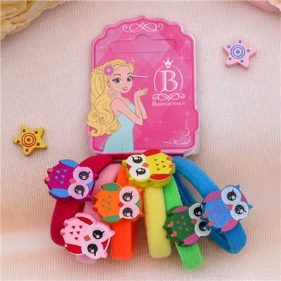 Резинки для волос «Деревяшечка», набор 6 шт., совушка