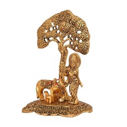 Статуэтка Кришна Мурти с коровой Камадхену, Gift Items Metal Krishna Idol Murti with Kamdhenu Cow, произв. Collectible India