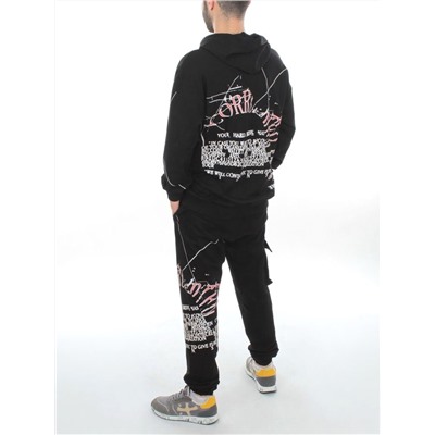 2622/7362 BLACK Костюм спортивный мужской (75% хлопок, 20% полиэстер, 5% спандекс)