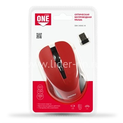 Мышь беспроводная Smartbuy ONE 340AG (бордовая)