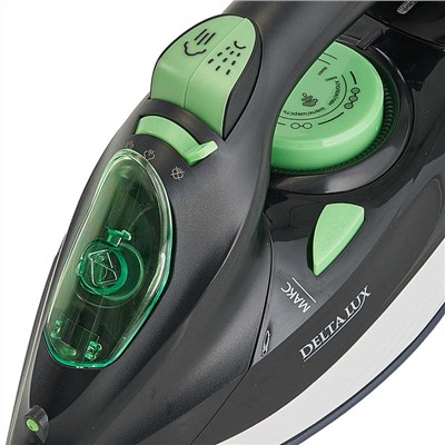Утюг электрический 2800 Вт DELTA LUX DE-3002 черный с зеленым