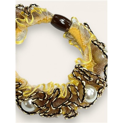 Резинка для волос Арт Р23 цвет желтый с коричневым