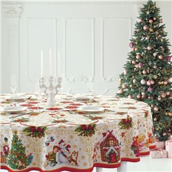 Скатерть новогодняя Этель «Новогодние игрушки» d=220 см +/-3 см с ГВМО, хл100%