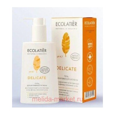 ECOLATIER Гель для интимной гигиены Delicate с органическим экстрактом лотоса 250 мл 822103