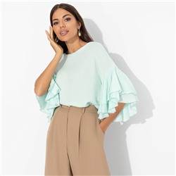 Блуза из вискозы с воланами, Молниеносная влюбленность (mint)