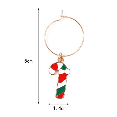 Маркеры для бокалов с подвесками "Новогодние фигурки", набор 6 штук. Металлические