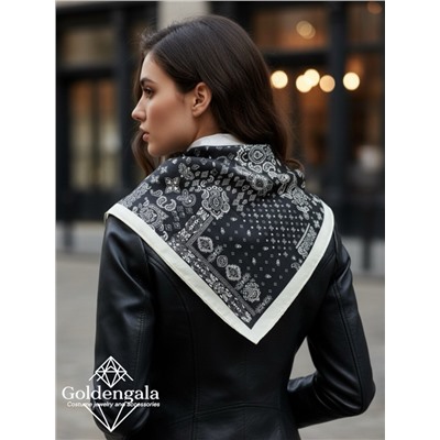 Косынка шелковая с принтом Арт 25183/006