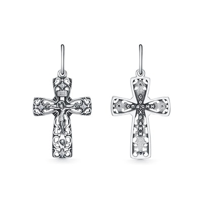 Крест из серебра литье с фианитом частичное чернение