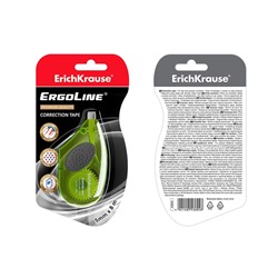 Корректирующая лента 5 мм × 8 м, ErichKrause ErgoLine, с резиновой вставкой, корпус салатовый, блистер