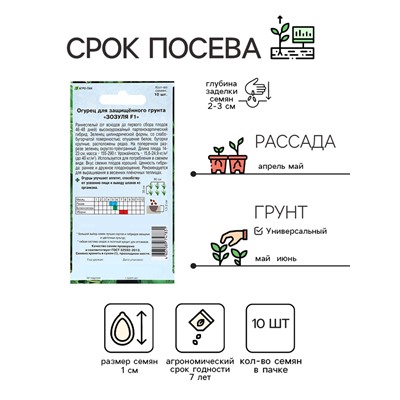 Семена Огурец «Зозуля», F1, раннеспелый, патернокарпический, 10 шт.