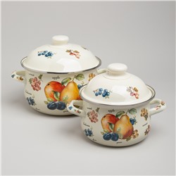 НАБОР КАСТРЮЛЬ AGNESS ЭМАЛИРОВАННЫХ СЕРИЯ "ФРУКТЫ", 4ПР. 1,5Л И 2,8Л, 16Х10СМ, 20Х12СМ
