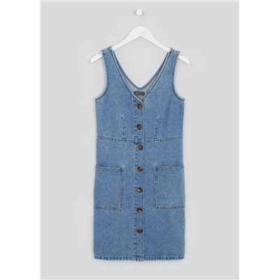 Tailored Denim Pinafore Dress