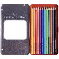 Карандаши цветные Faber-Castell "Grip", 12цв., трехгран., заточен., метал. кор.