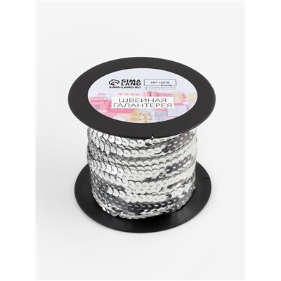 Пайетки на нити, 6 мм, 91 ± 1 м, цвет серебряный №1