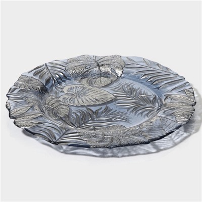 Тарелка «Арабис», d=28 см, стекло, голубая