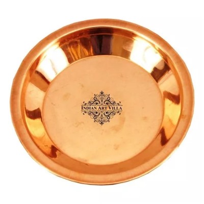 Медная тарелка для пуджи (9 дюймов), Copper Pooja Thali Plate, произв. Indian Art Villa
