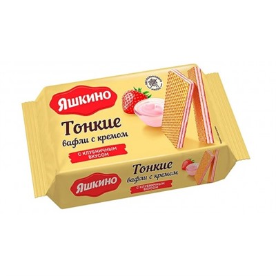 Вафли Яшкино тонкие с клубничным кремом 144 г/KDV