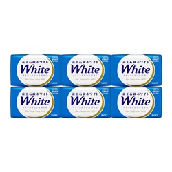 Кусковое крем-мыло со скваланом, с ароматом белых цветов, KAO White,  6 шт. Х 85 г