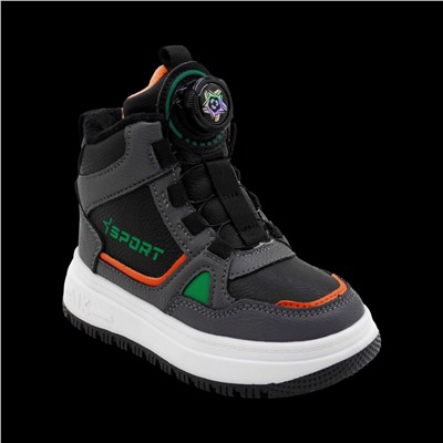 Кроссовки зимние на меху В7186-3 черно серые