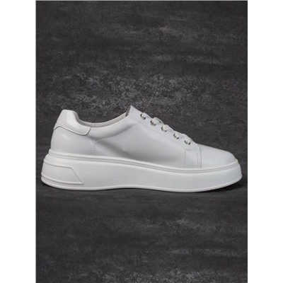 05-PDD215-2 WHITE Кроссовки женские (натуральная кожа)