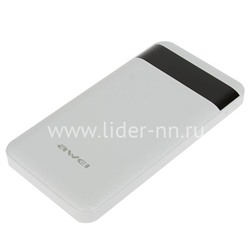 Портативное ЗУ (Power Bank) 10000mAh (AWEI P63K) 2USB/Type-C/дисплей/3.0А (белый)