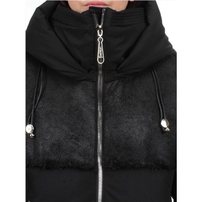 23-696 BLACK Куртка зимняя женская (холлоффайбер 150 гр., искусственная дубленка)