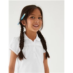 2pk Girls' Cotton Regular Fit School Polo Shirts (2-18 Yrs)