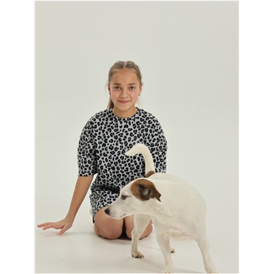 Платье домашнее "Леопард" Серый девочка