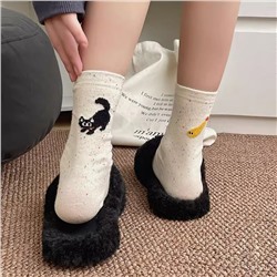 Japanese small design cotton summer cartoon knee socks for men and women, mid-length, trend of season, internet celebrity