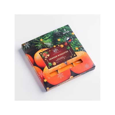 Набор свечей ароматических чайных «Зимний мандарин», 10 г, 9 шт.