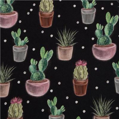 Дорожка на стол Этель Succulents 40×149см, 100% хлопок, саржа 190 г/м², чёрная