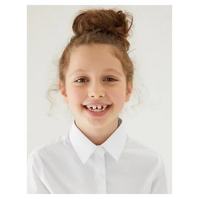 3pk Girls' Plus Fit Easy Iron School Shirts (4-18 Yrs)