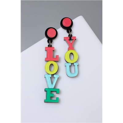 Серьги акриловые «Признание» LOVE YOU, цветные