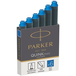 Картриджи чернильные Parker "Cartridge Quink Mini" синие, 6шт., картонная коробка