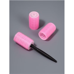 Бигуди «Липучка», с насадкой, d=4 см, 3 шт., розовые