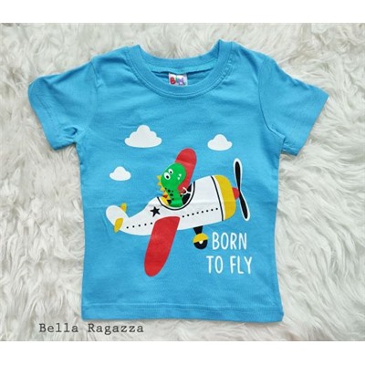 Футболочка для мальчика, голубая с самолетиком