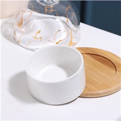 Соусник «Марбл», 150 мл, d=8 см, с подставкой и крышкой, керамика