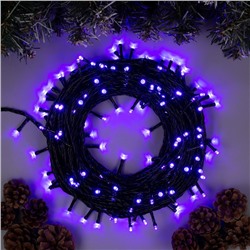 УЦЕНКА Гирлянда «Нить», 20 м, IP20, 200 LED, 220 В, 8 режимов, тёмная нить, свечение фиолетовое