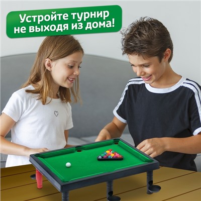 Настольный бильярд «6 в 1: бильярд, стикбол, стикбоулинг, стик гольф, фингербол», 1-2 игрока, 4+