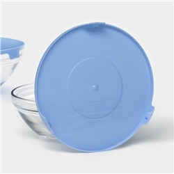 Салатники Доляна «Классика» с крышками, набор 5 шт.: 900/500/350/200/130 мл, стекло, голубые