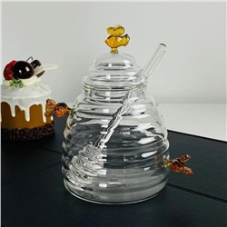 588-734 Банка для мёда 500мл с ложкой в под.уп.(х24)Стекло